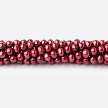 5x4mm Berry Red Off Round Freshwater Pearls 15 inch 98 pieces (ONLINE ORDER ONLY)
