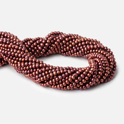 5x4mm Cinnamon Side Drilled Off Round Freshwater Pearl Beads 16 inch 96 pieces (ONLINE ORDER ONLY)