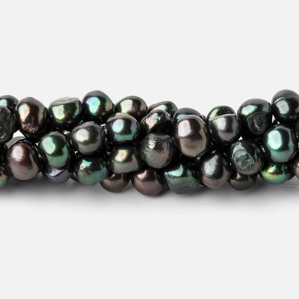 5x4mm Emerald Green Side Drilled Baroque Freshwater Pearls 16 inch 86 Beads (ONLINE ORDER ONLY)