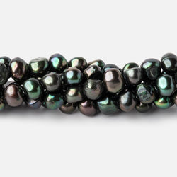 5x4mm Emerald Green Side Drilled Baroque Freshwater Pearls 16 inch 86 Beads (ONLINE ORDER ONLY)