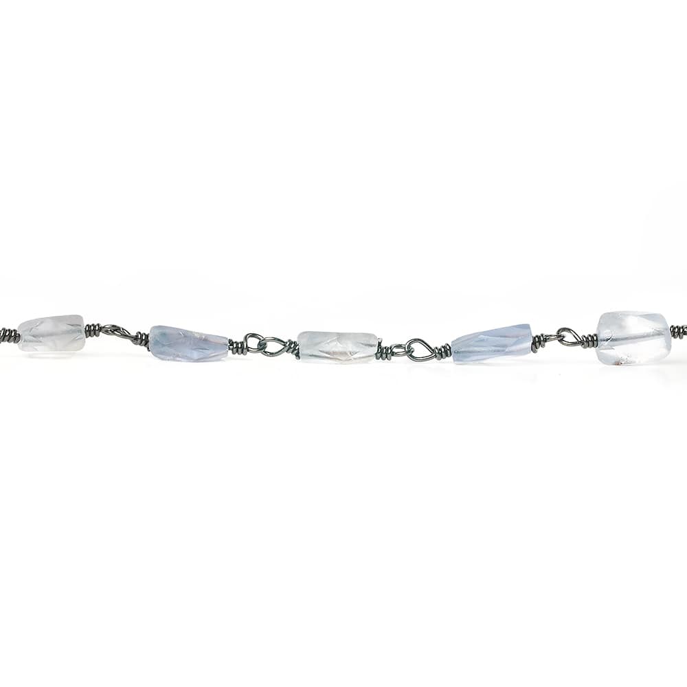 5x4mm Iolite faceted rectangle Black Gold Chain by the foot 27 pieces (ONLINE ORDER ONLY)