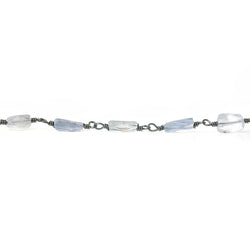 5x4mm Iolite faceted rectangle Black Gold Chain by the foot 27 pieces (ONLINE ORDER ONLY)