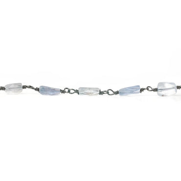 5x4mm Iolite faceted rectangle Black Gold Chain by the foot 27 pieces (ONLINE ORDER ONLY)