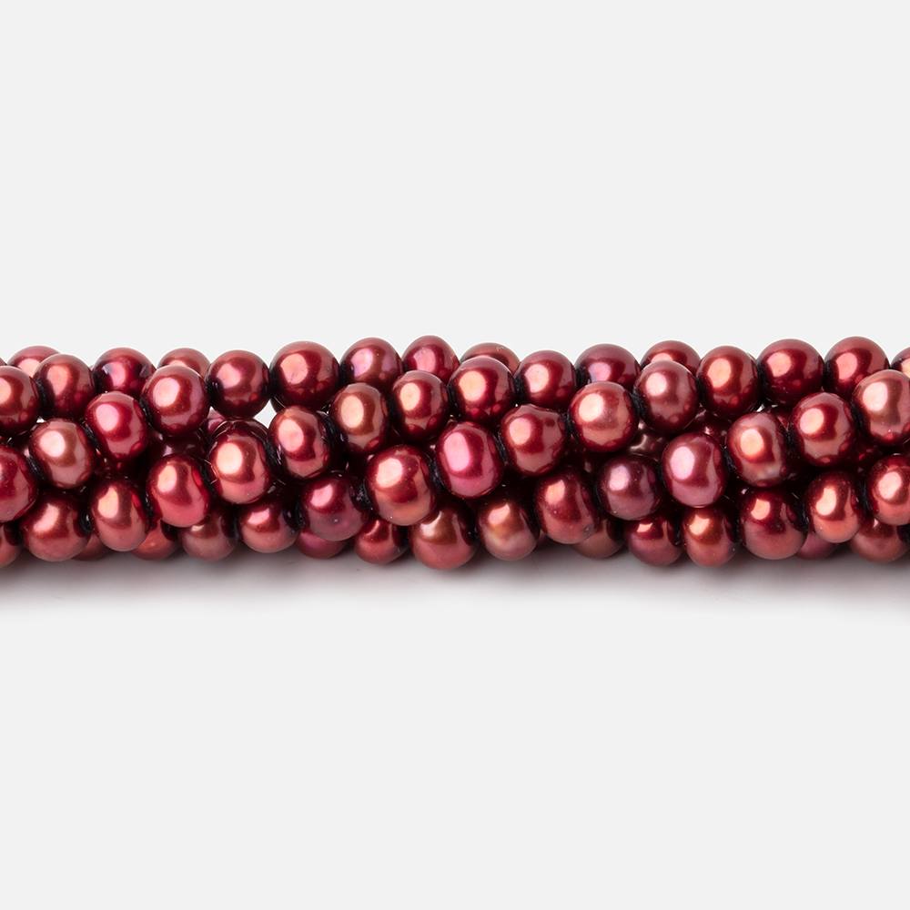5x4mm Pomegranate Red Side Drilled Off Round Freshwater Pearl 15 inch 101 pieces (ONLINE ORDER ONLY)