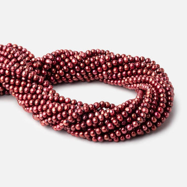 5x4mm Pomegranate Red Side Drilled Off Round Freshwater Pearl 15 inch 101 pieces (ONLINE ORDER ONLY)