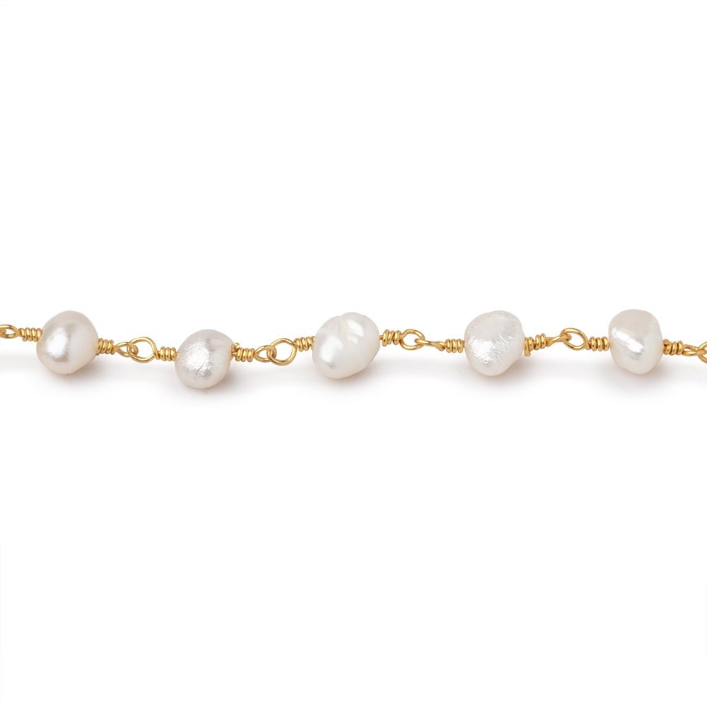 5x5-5x6mm White Baroque Pearls on Gold Plated Chain (ONLINE ORDER ONLY)