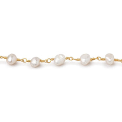 5x5-5x6mm White Baroque Pearls on Gold Plated Chain (ONLINE ORDER ONLY)