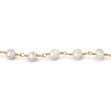 5x5-5x6mm White Baroque Pearls on Gold Plated Chain (ONLINE ORDER ONLY)