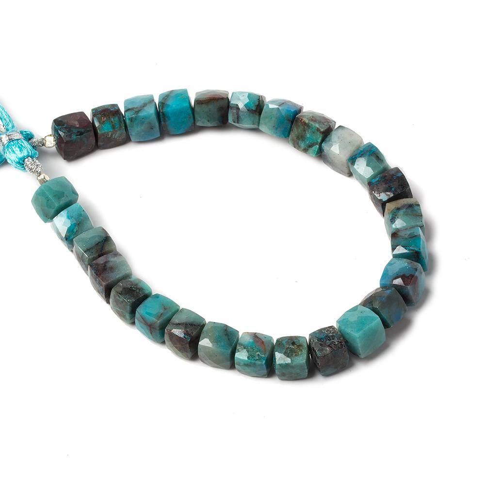 5x5-6x6mm Chrysocolla Faceted Cube Beads 8 inch 27 pieces AA (ONLINE ORDER ONLY)