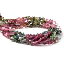 5x5-6x6mm Multi Color Tourmaline corner faceted squares 14.5 in. 72  beads (ONLINE ORDER ONLY)