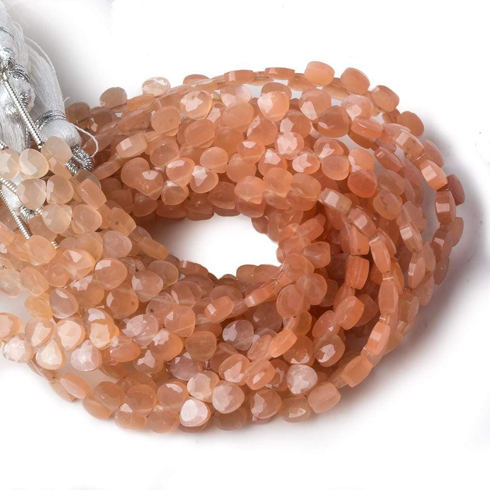 5x5mm Peach Moonstone Heart Micro-Briolette Beads 6 inch 54 pieces (ONLINE ORDER ONLY)