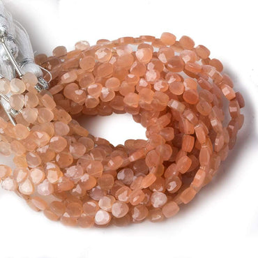 5x5mm Peach Moonstone Heart Micro-Briolette Beads 6 inch 54 pieces (ONLINE ORDER ONLY)