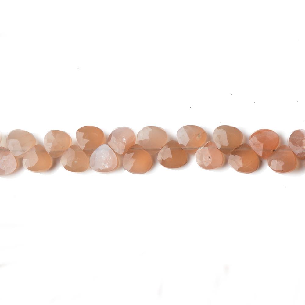 5x5mm Peach Moonstone Heart Micro-Briolette Beads 6 inch 54 pieces (ONLINE ORDER ONLY)