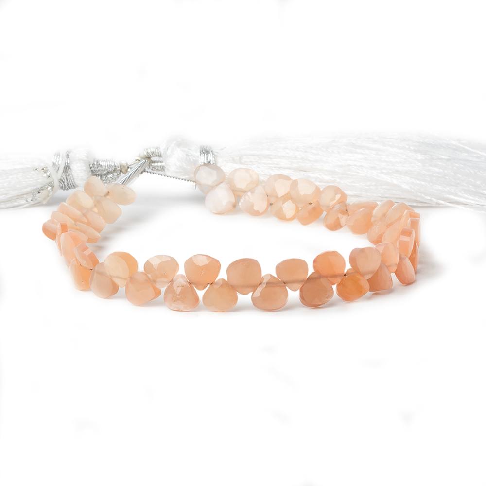 5x5mm Peach Moonstone Heart Micro-Briolette Beads 6 inch 54 pieces (ONLINE ORDER ONLY)
