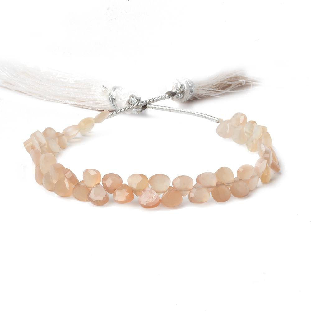 5x5mm Shaded Peach Moonstone Heart Micro-Briolette Beads 6 inch 54 pieces (ONLINE ORDER ONLY)