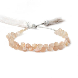 5x5mm Shaded Peach Moonstone Heart Micro-Briolette Beads 6 inch 54 pieces (ONLINE ORDER ONLY)
