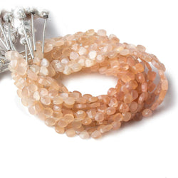 5x5mm Shaded Peach Moonstone Heart Micro-Briolette Beads 6 inch 54 pieces (ONLINE ORDER ONLY)