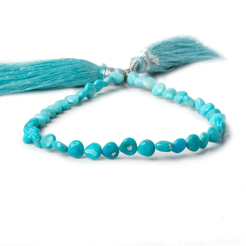 5x5mm Turquoise straight drilled plain hearts 8 inch 38 beads (ONLINE ORDER ONLY)