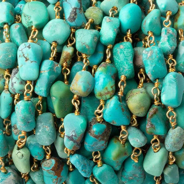 5x6-12x11mm Chinese Turquoise plain nugget Vermeil chain by the foot 23 pcs (ONLINE ORDER ONLY)