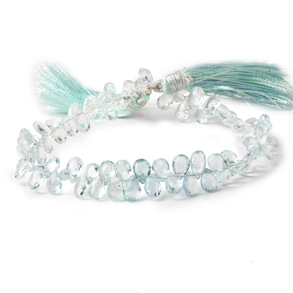 5x6-5x7mm Aquamarine Faceted Pear Beads 8 inch 76 pieces AA (ONLINE ORDER ONLY)