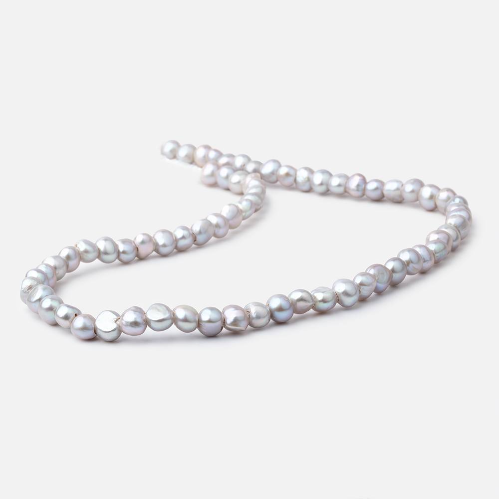 6-7mm Rose' Silver Baroque 2.5mm Large Hole Pearls 15 inch 66 pieces (ONLINE ORDER ONLY)