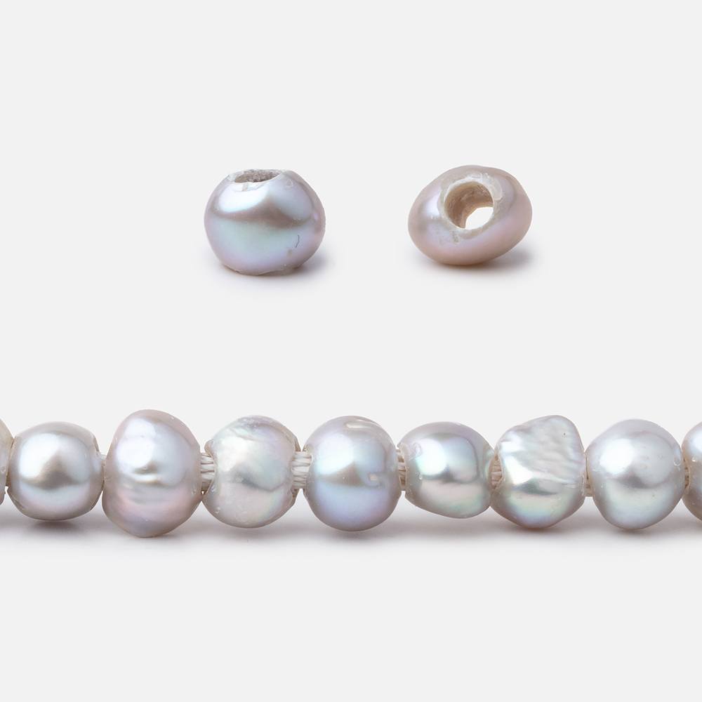 6-7mm Rose' Silver Baroque 2.5mm Large Hole Pearls 15 inch 66 pieces (ONLINE ORDER ONLY)