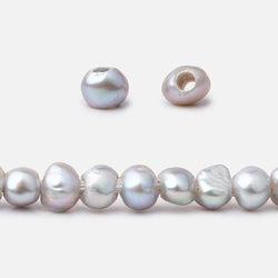 6-7mm Rose' Silver Baroque 2.5mm Large Hole Pearls 15 inch 66 pieces (ONLINE ORDER ONLY)