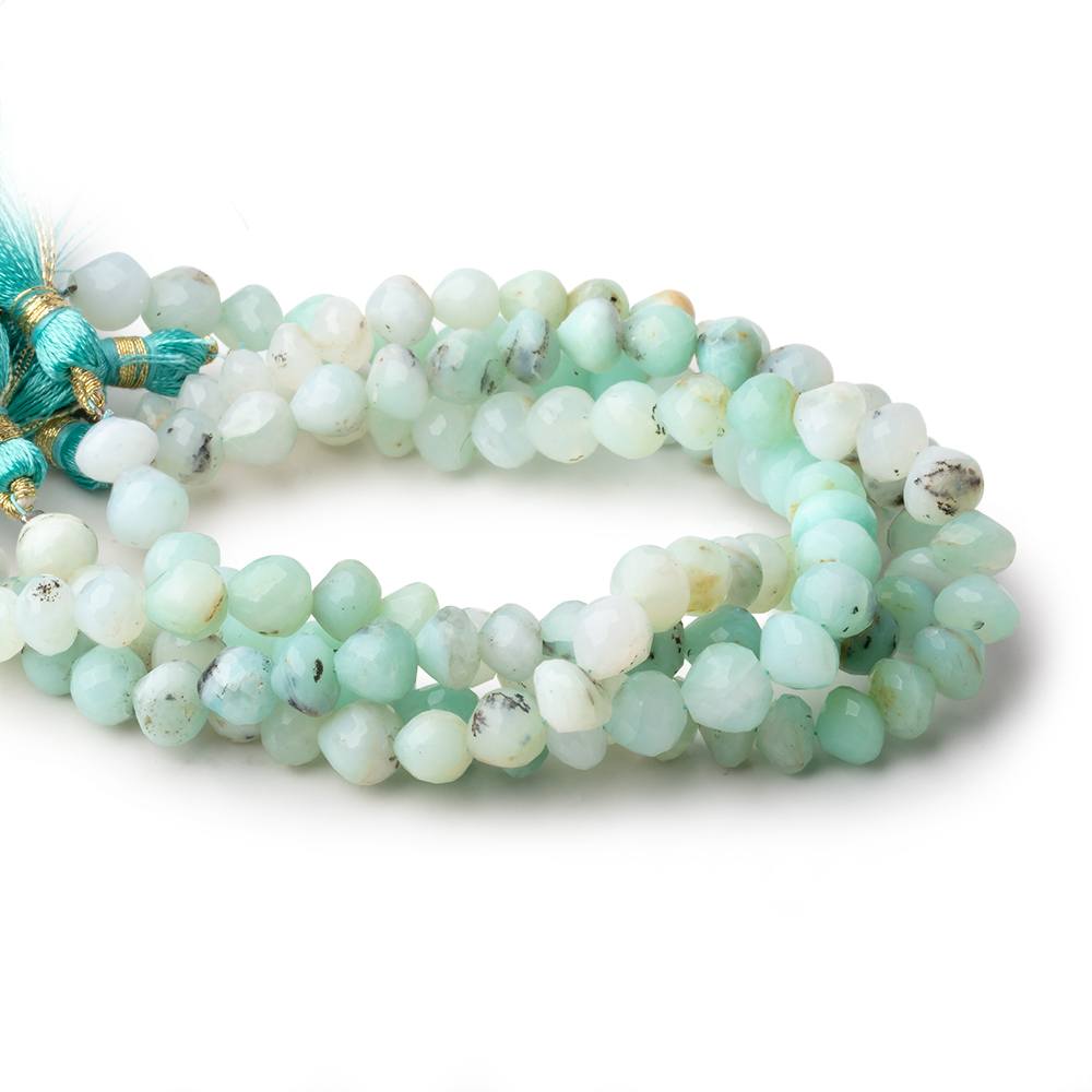 5x6.5-7x7mm Blue Peruvian Opal Faceted Candy Kiss beads 8 inch 30 pieces (ONLINE ORDER ONLY)