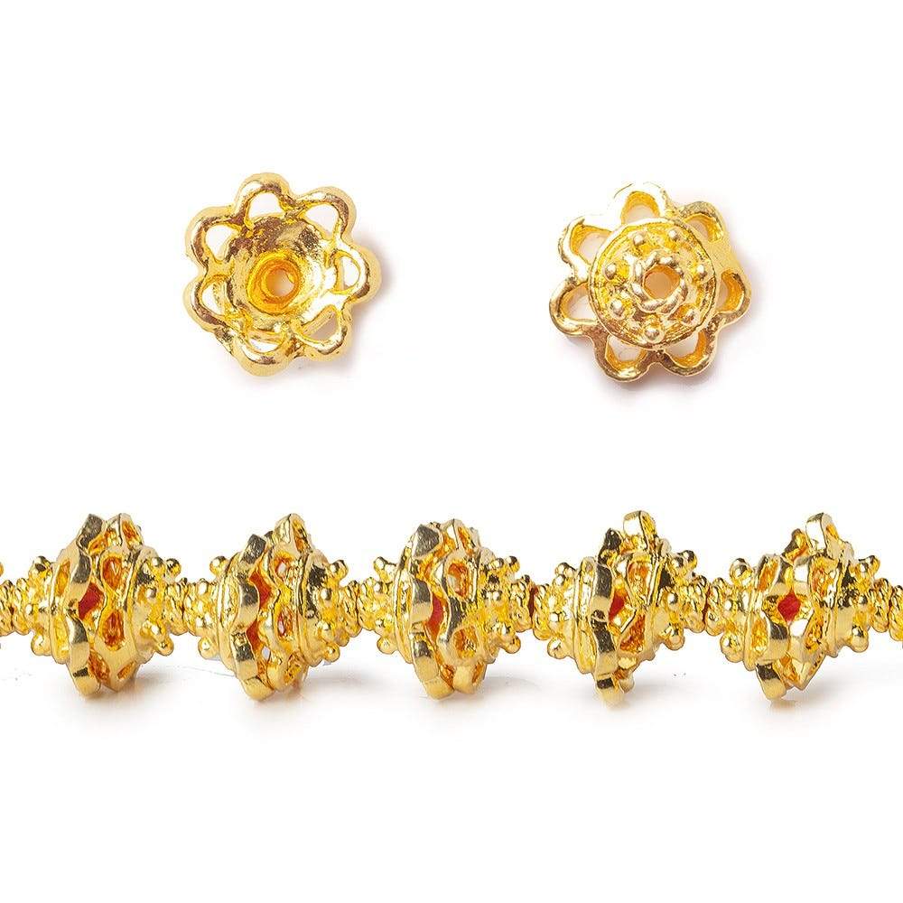 5x9mm 22kt Gold Plated Copper Bead Cap Bali Style 8 inch 44 pieces (ONLINE ORDER ONLY)
