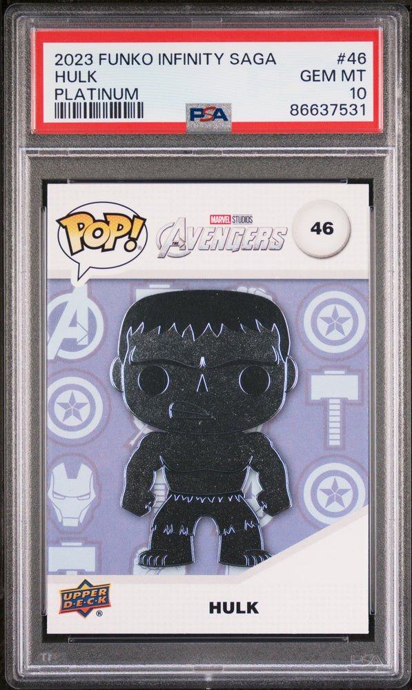 2023 UPPER DECK FUNKO POP MARVEL  HULK PLATINUM #46  PSA 10 (Online Order Only)