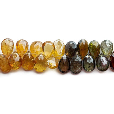 6-10mm Brown, Gold, Green Tourmaline Faceted Pear Beads 8 inch 62 beads (ONLINE ORDER ONLY)