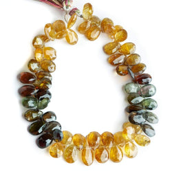 6-10mm Brown, Gold, Green Tourmaline Faceted Pear Beads 8 inch 62 beads (ONLINE ORDER ONLY)