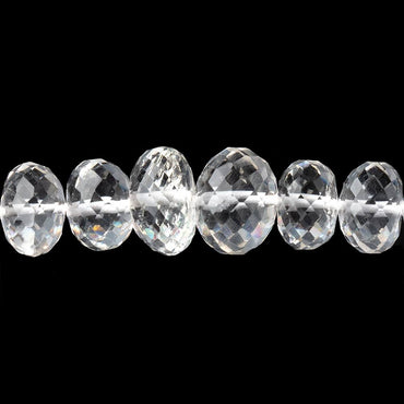 6-11mm Crystal Quartz Faceted Rondelle Beads 17 inch 84 pieces (ONLINE ORDER ONLY)