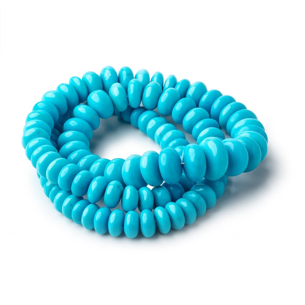 6.5-10.5mm Sleeping Beauty Turquoise Plain Rondelle Beads 16 inch 98 pieces AAA (ONLINE ORDER ONLY)