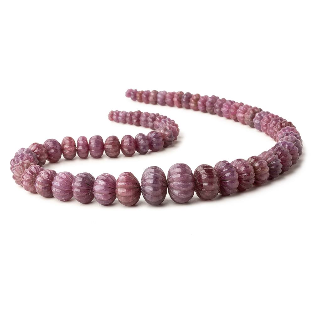 6-17mm Ruby hand carved Melon rondelles 16 inch 63 beads AA (ONLINE ORDER ONLY)