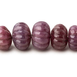 6-17mm Ruby hand carved Melon rondelles 16 inch 63 beads AA (ONLINE ORDER ONLY)