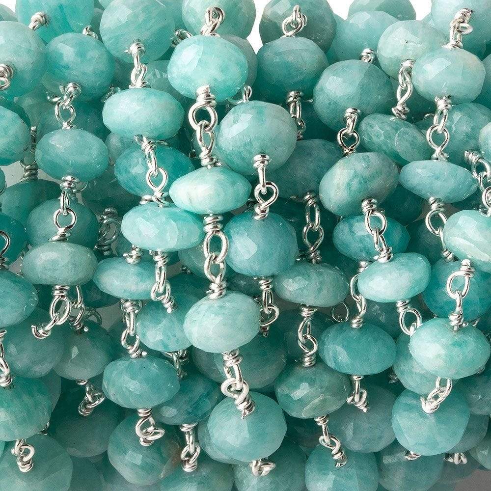 6-6.5mm Amazonite faceted rondelle .925 Chain by the foot 34 pieces (ONLINE ORDER ONLY)