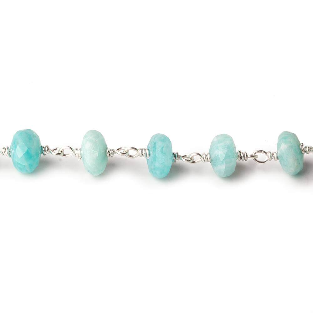 6-6.5mm Amazonite faceted rondelle .925 Chain by the foot 34 pieces (ONLINE ORDER ONLY)