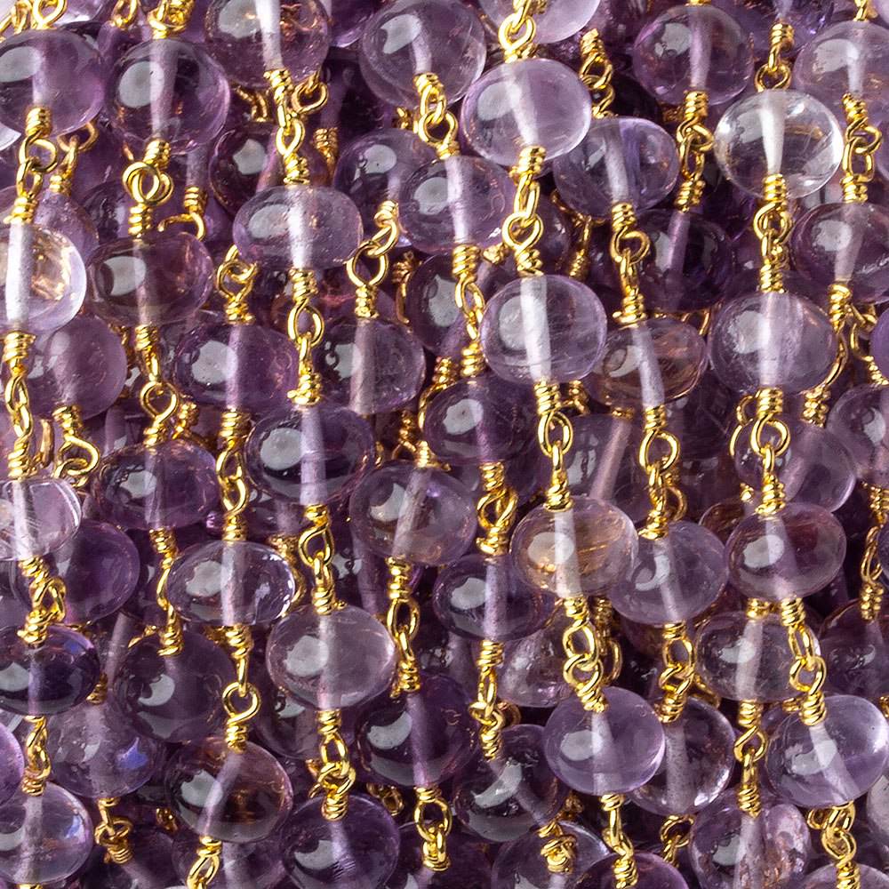 6-6.5mm Amethyst plain rondelles Gold plated Chain by the foot 27 beads per (ONLINE ORDER ONLY)