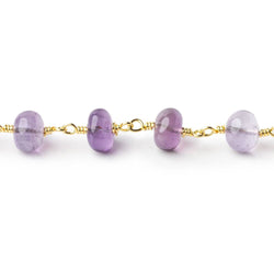 6-6.5mm Amethyst plain rondelles Gold plated Chain by the foot 27 beads per (ONLINE ORDER ONLY)