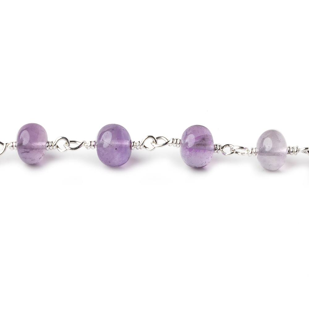 6-6.5mm Amethyst plain rondelles Silver plated Chain by the foot 27 beads per (ONLINE ORDER ONLY)
