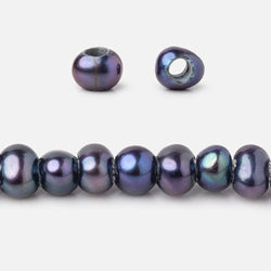 6-6.5mm Dark Purplish Blue Off Round 2.5mm Large Hole Pearls 15 inch 90 pieces (ONLINE ORDER ONLY)