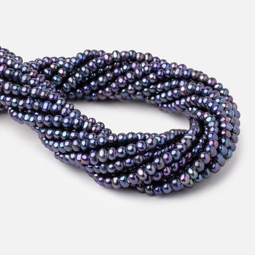 6-6.5mm Dark Purplish Blue Off Round 2.5mm Large Hole Pearls 15 inch 90 pieces (ONLINE ORDER ONLY)