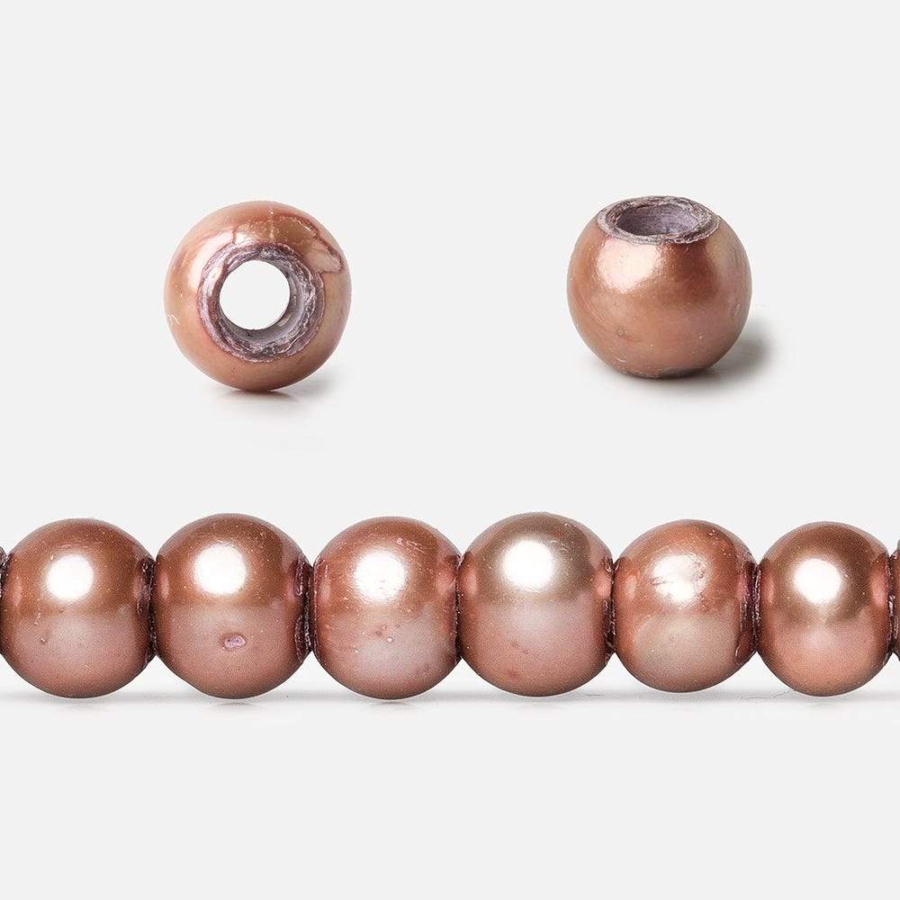 6-6.5mm Dark Rose Champagne Large Hole Off Round Freshwater Pearl 2.5mm drill hole 16 inch 75 pieces (ONLINE ORDER ONLY)