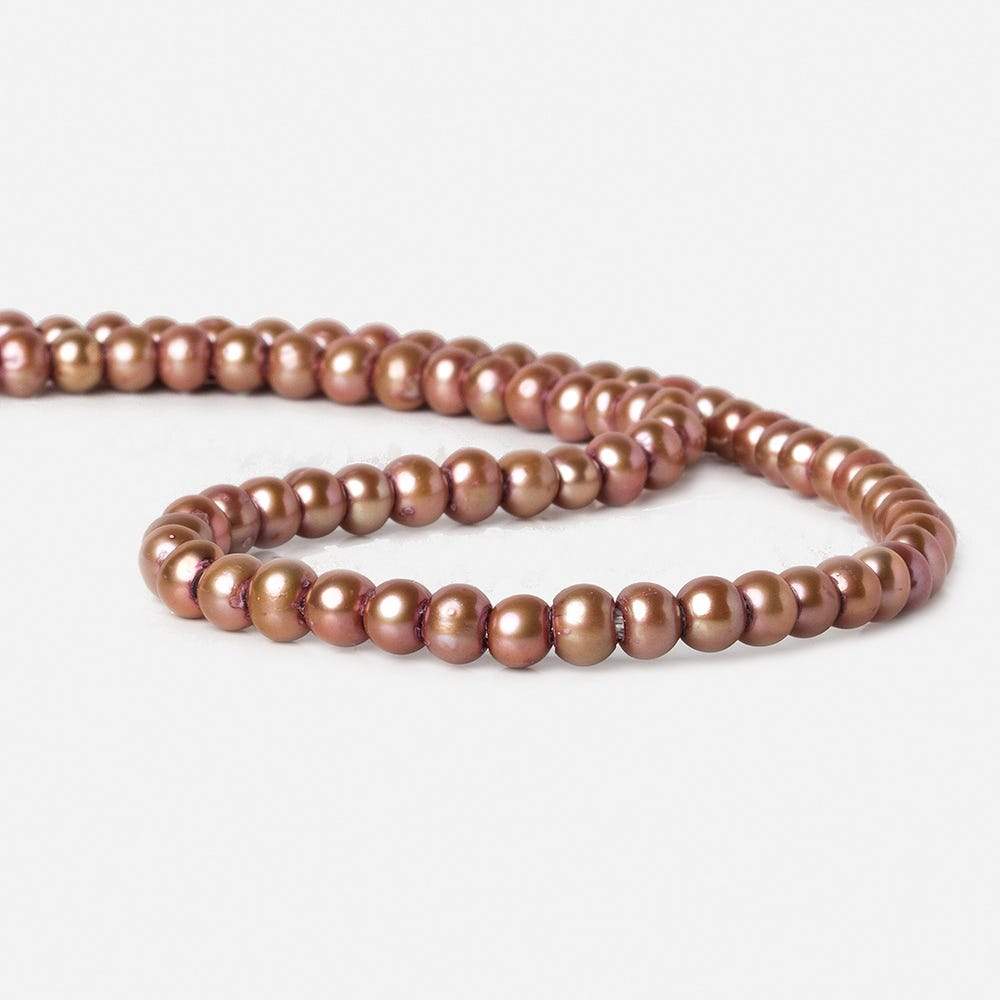 6-6.5mm Dark Rose Champagne Large Hole Off Round Freshwater Pearl 2.5mm drill hole 16 inch 75 pieces (ONLINE ORDER ONLY)