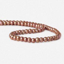6-6.5mm Dark Rose Champagne Large Hole Off Round Freshwater Pearl 2.5mm drill hole 16 inch 75 pieces (ONLINE ORDER ONLY)