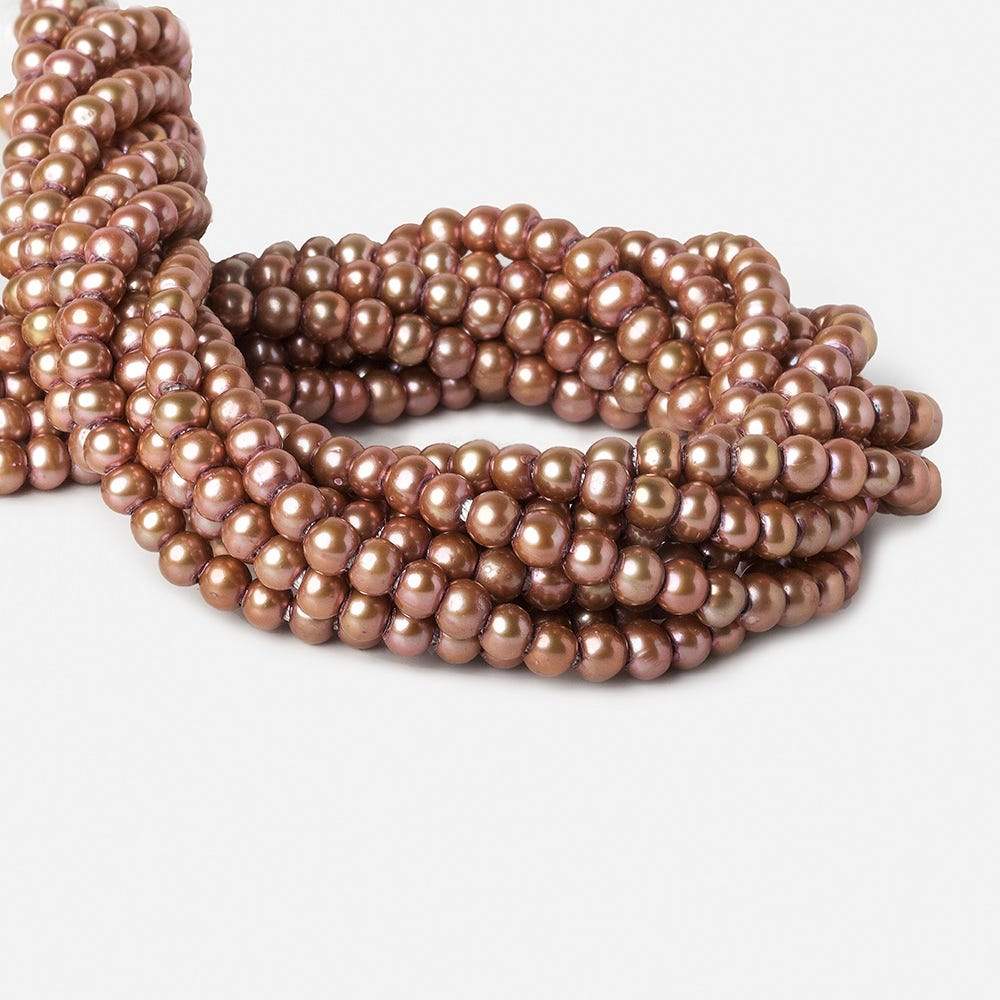 6-6.5mm Dark Rose Champagne Large Hole Off Round Freshwater Pearl 2.5mm drill hole 16 inch 75 pieces (ONLINE ORDER ONLY)