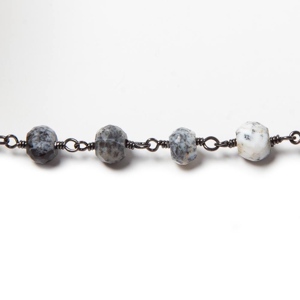 6-6.5mm Dendritic Opal facet rondelle Black Gold plated Chain by the foot 29pcs (ONLINE ORDER ONLY)