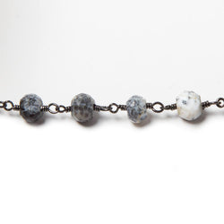 6-6.5mm Dendritic Opal facet rondelle Black Gold plated Chain by the foot 29pcs (ONLINE ORDER ONLY)