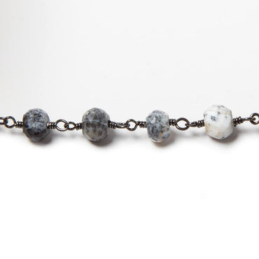 6-6.5mm Dendritic Opal facet rondelle Black Gold plated Chain by the foot 29pcs (ONLINE ORDER ONLY)